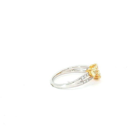 Golden Bloom 14K (or 18k upon request) Yellow Gold Dual Band Diamond Ring - Picture 6 of 8